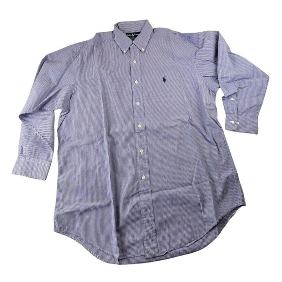 Ralph Lauren Yarmouth Purple Gingham Mens Shirt 16 32/33 Long Sleeve JH1791 - Picture 4 of 7